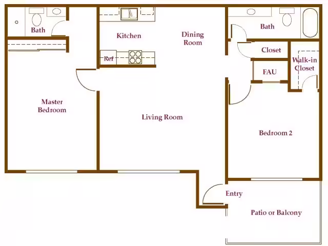 2 Bedroom / 2 Bath Waitlist 2/2 floor plan